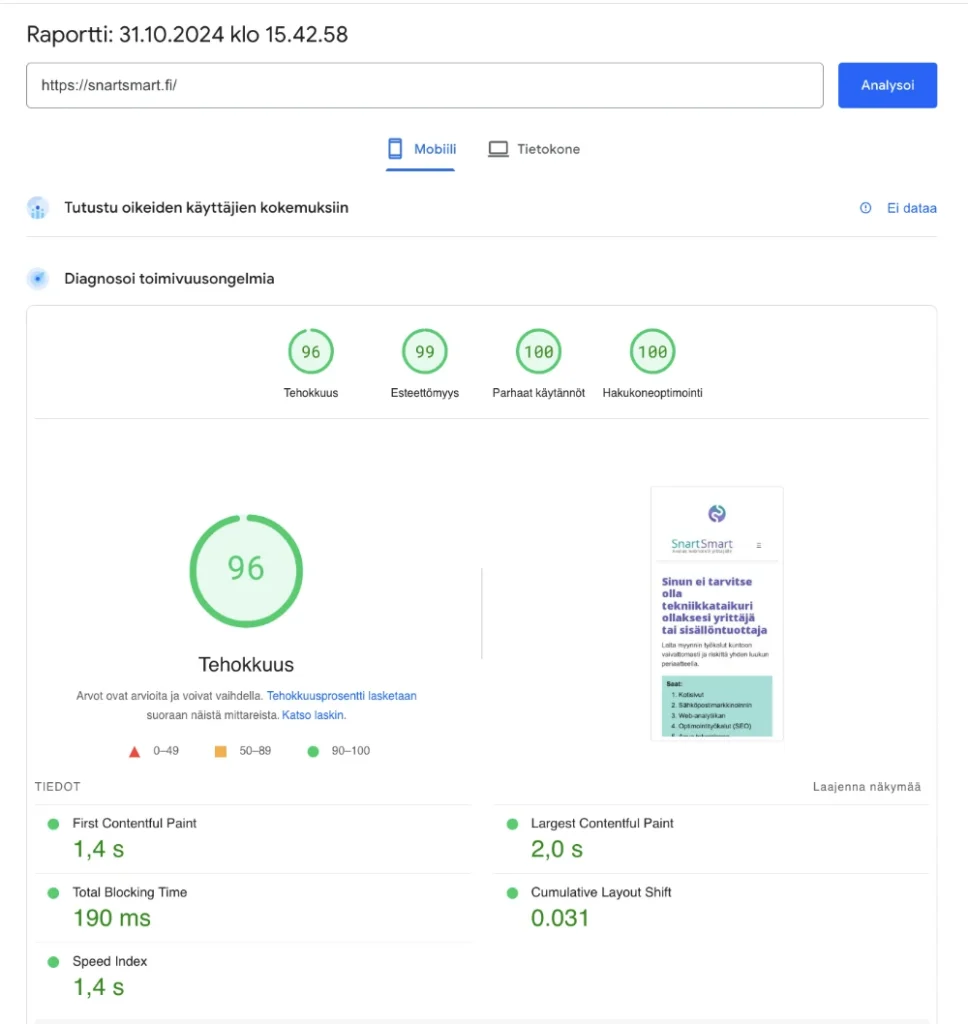 Google PageSpeedin avulla optimoit kotisivusi ja parannat energiatehokkuutta.