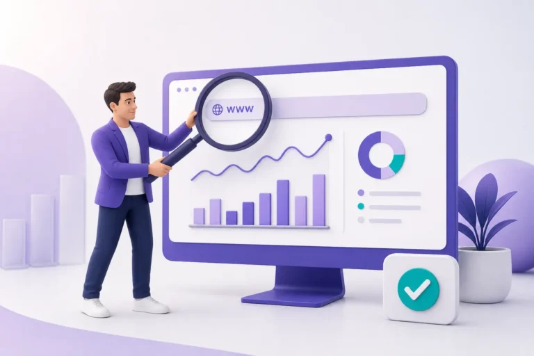 Verkkotunnuksen liittäminen Google Search Consoleen (kuvitus)